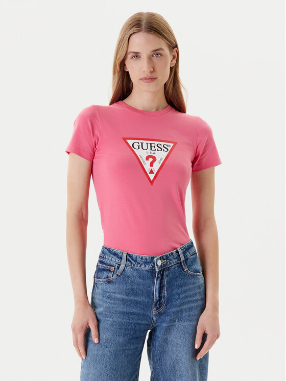 

Облегающая футболка W4YI04 J1314 Guess Jeans, розовый