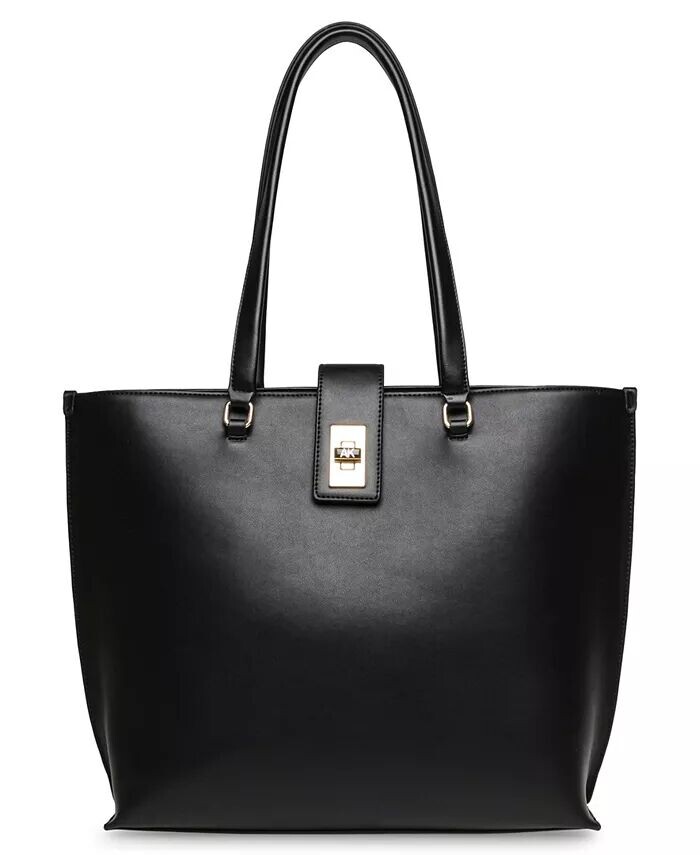 

Женская эмалированная большая сумка с поворотным замком Anne Klein, коричневый
