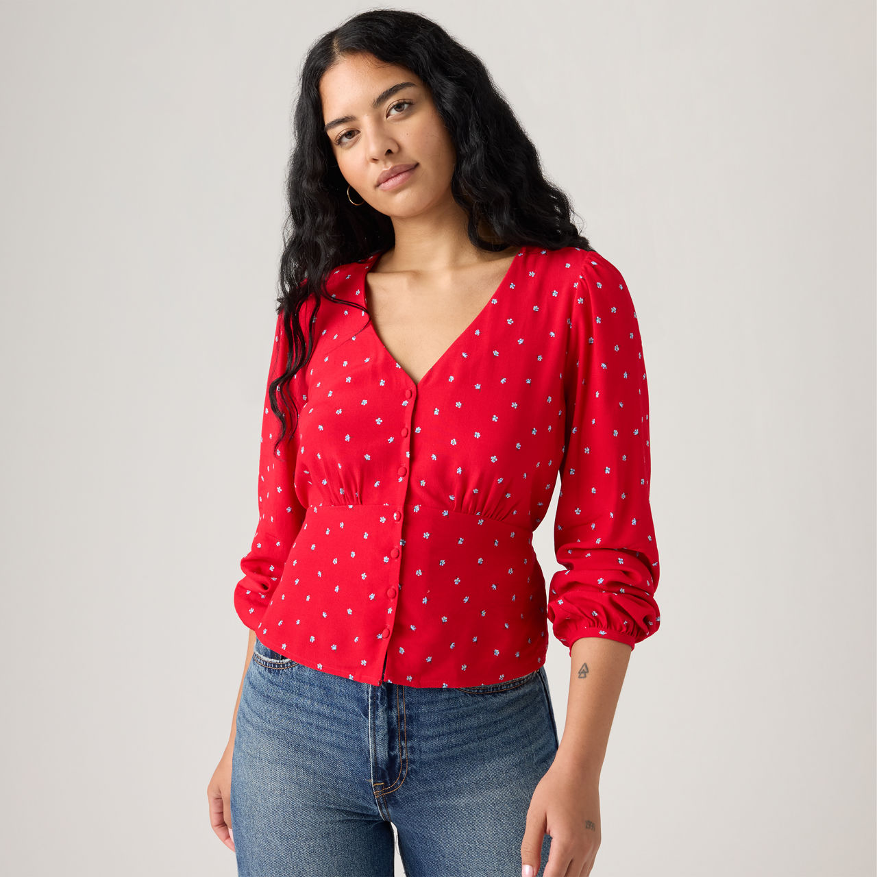 

Блузка с длинными рукавами Долорес Levi's, Cara Ditsy Floral - Red