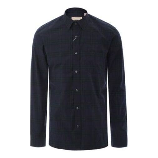 

Рубашка men's blue plaid long sleeves shirt blue Burberry, синий