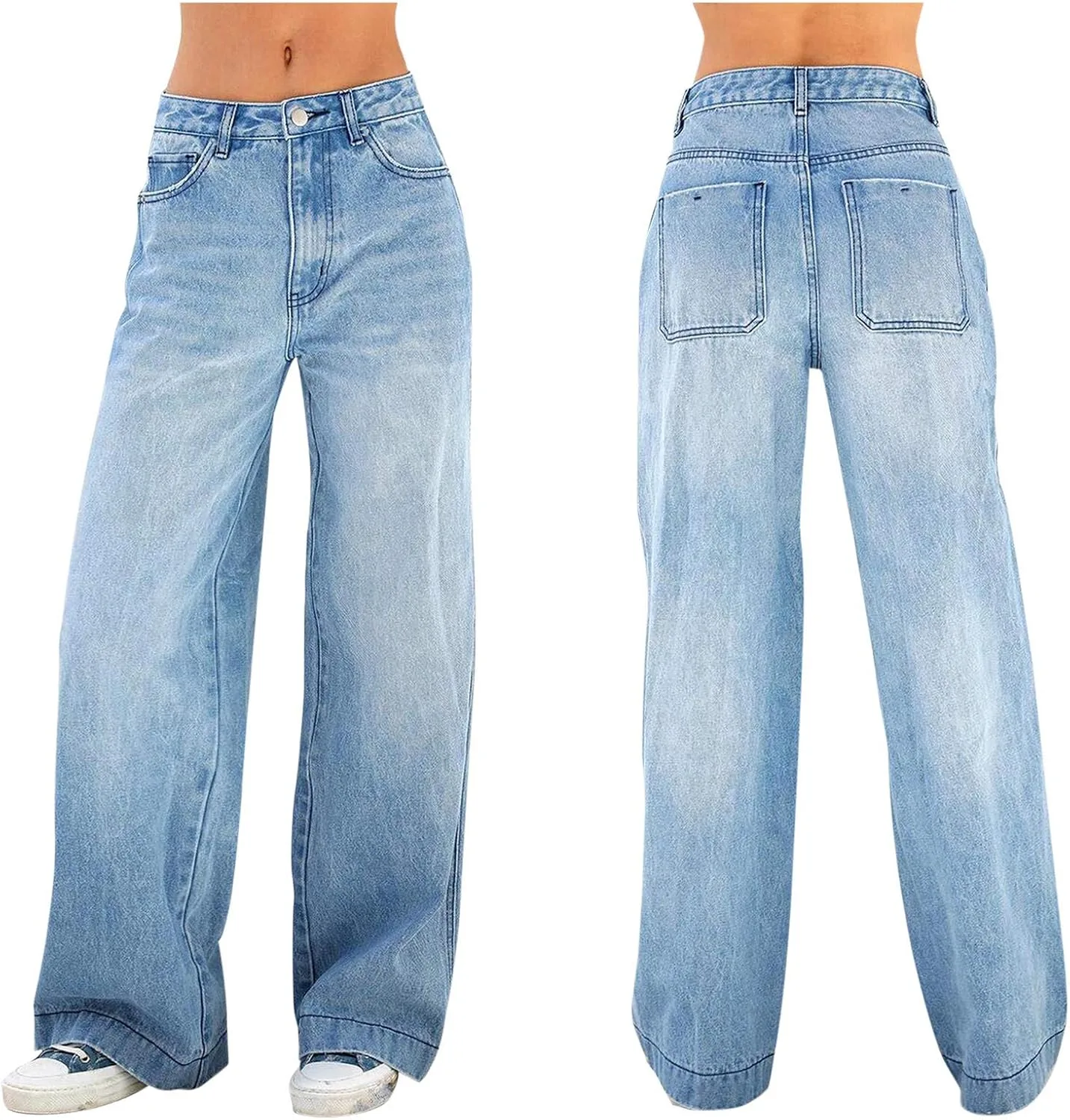 Женские джинсы Wide Leg с высокой посадкой, прямые, в стиле 90s