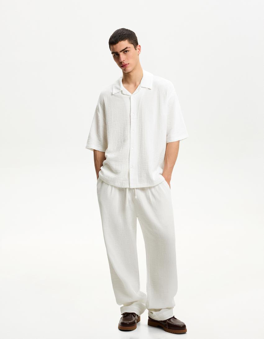 

Широкие брюки Bershka, белый