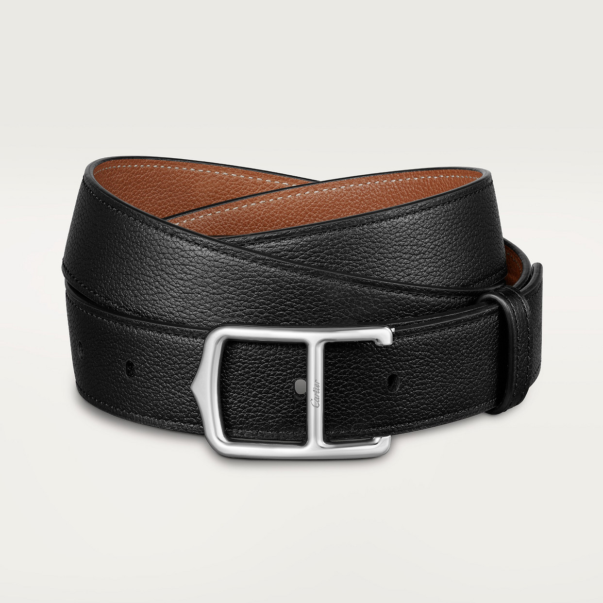 

Мужской ремень Cartier Ceinture, C Belt, черная/коричневая воловья кожа