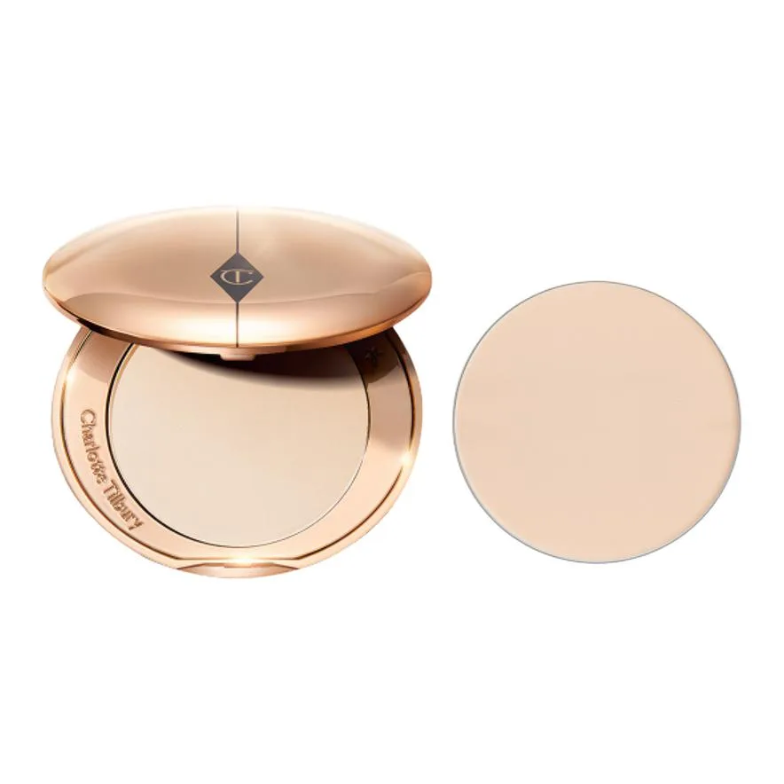 Charlotte Tilbury CT Small Golden Disk+Набор пудр для коррекции тона кожи 8г+8г, Two-Piece Set: Small Gold Tray Powder #Radiant White 8g+Small Gold Tray Refill #Radiant White 8g