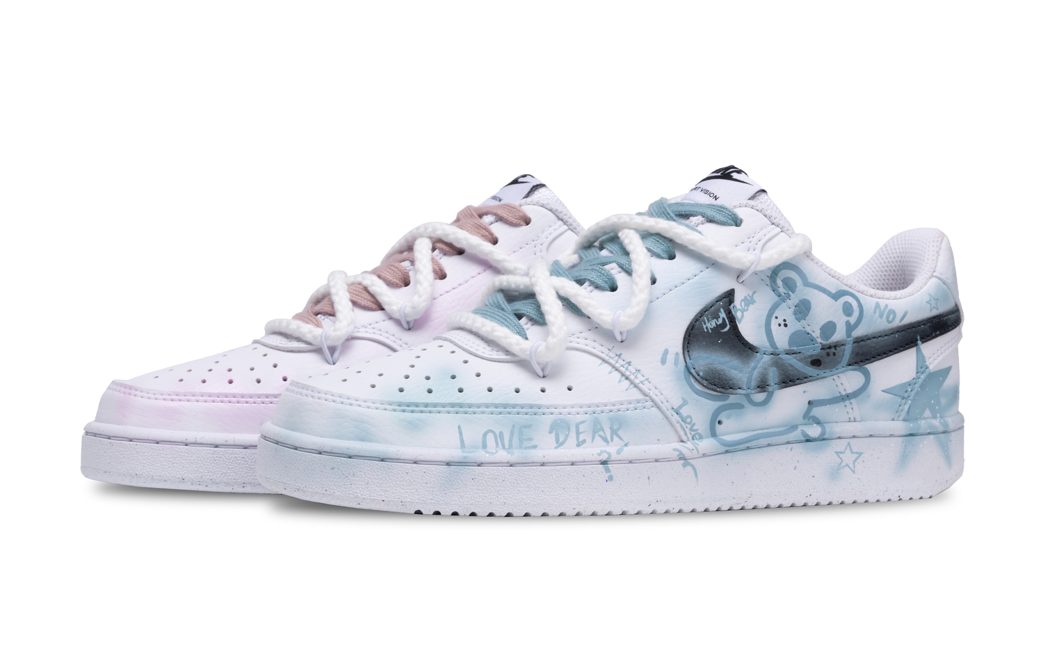 

Nike Кроссовки Court Vision 1 Low Top мужские синие розные Mismatched