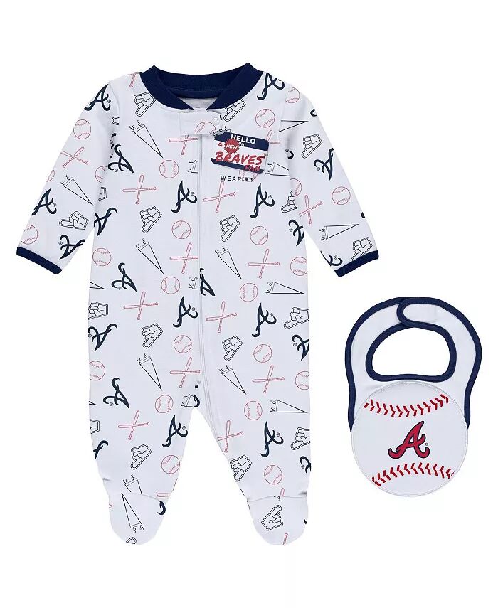 

Белый комбинезон Atlanta Braves Sleep and Play для новорожденных и младенцев, с нагрудником и застежкой-молнией на все ноги WEAR by Erin Andrews