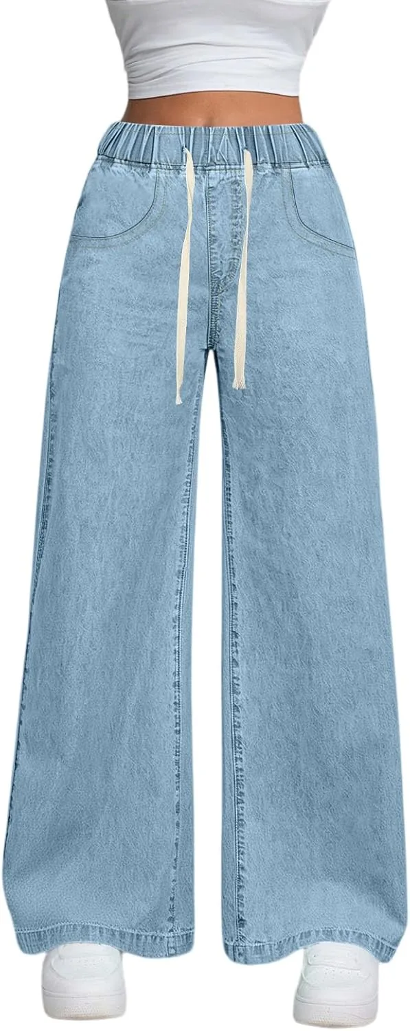 

Женские джинсы Wide Leg с высокой посадкой и эластичным поясом BEIBEINOYA