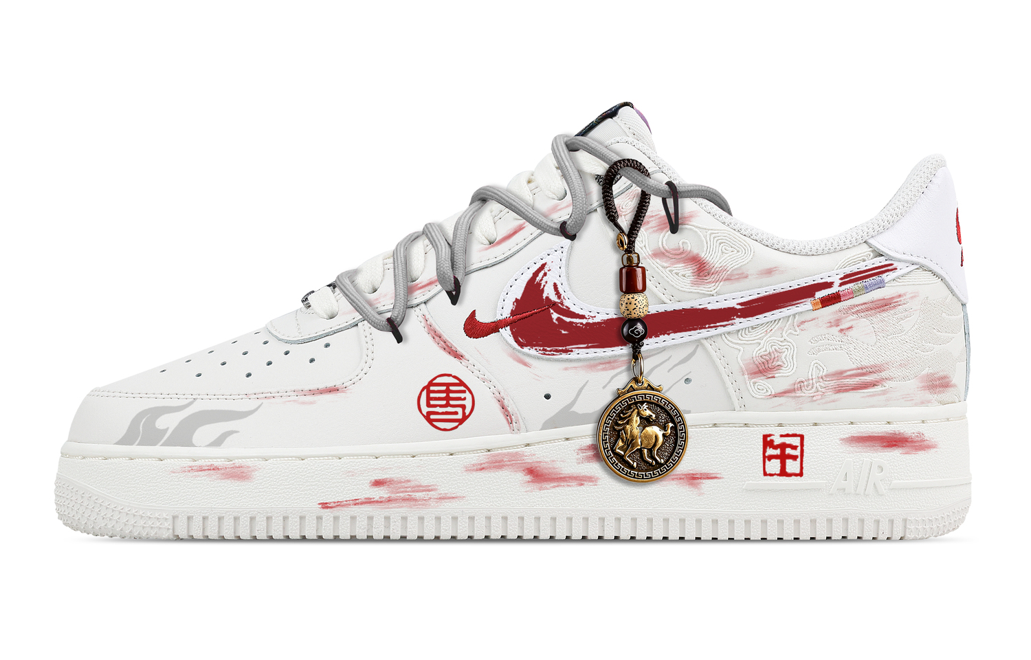 

Nike Air Force 1 Chasing The Wind And Mastering The Horse Кожаные дышащие низкие кроссовки для скейтбординга мужские красный белый