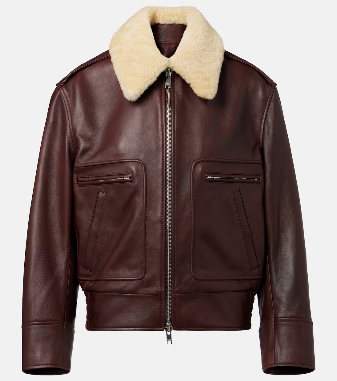 

Кожаная куртка с отделкой из овчины Bottega Veneta, Madder Brown
