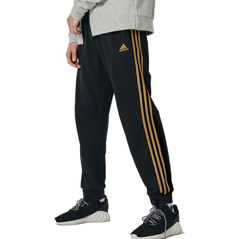 Adidas Sportlife Casual Pants Мужские Черные Золотые — фото 4