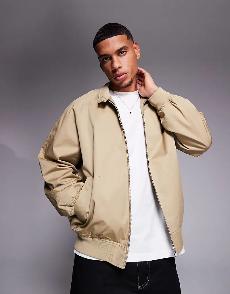 

Куртка харрингтон свободного кроя в камне ASOS DESIGN