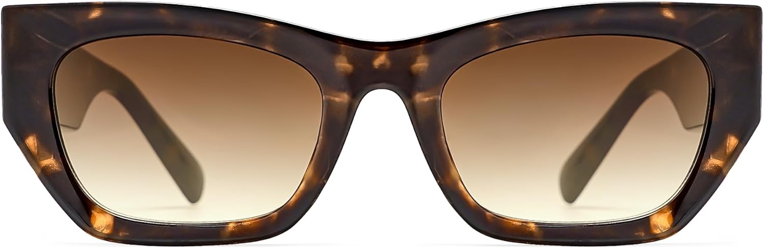 

SOJOS Модные прямоугольные солнцезащитные очки «кошачий глаз» для женщин и мужчин, защита от ультрафиолета UV400, стильные массивные очки SJ2296, Dark Tortoise/Gradient Brown