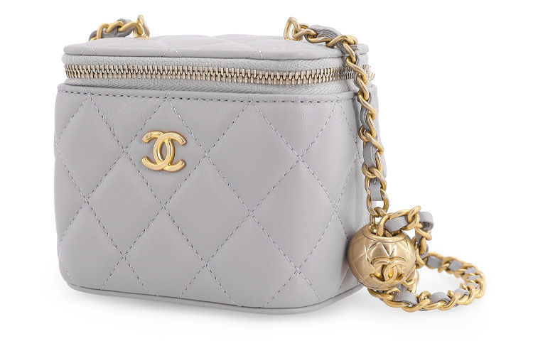 CHANEL Овчинная косметичка Кросс-боди мини Женская серая сумка через плечо — фото 3