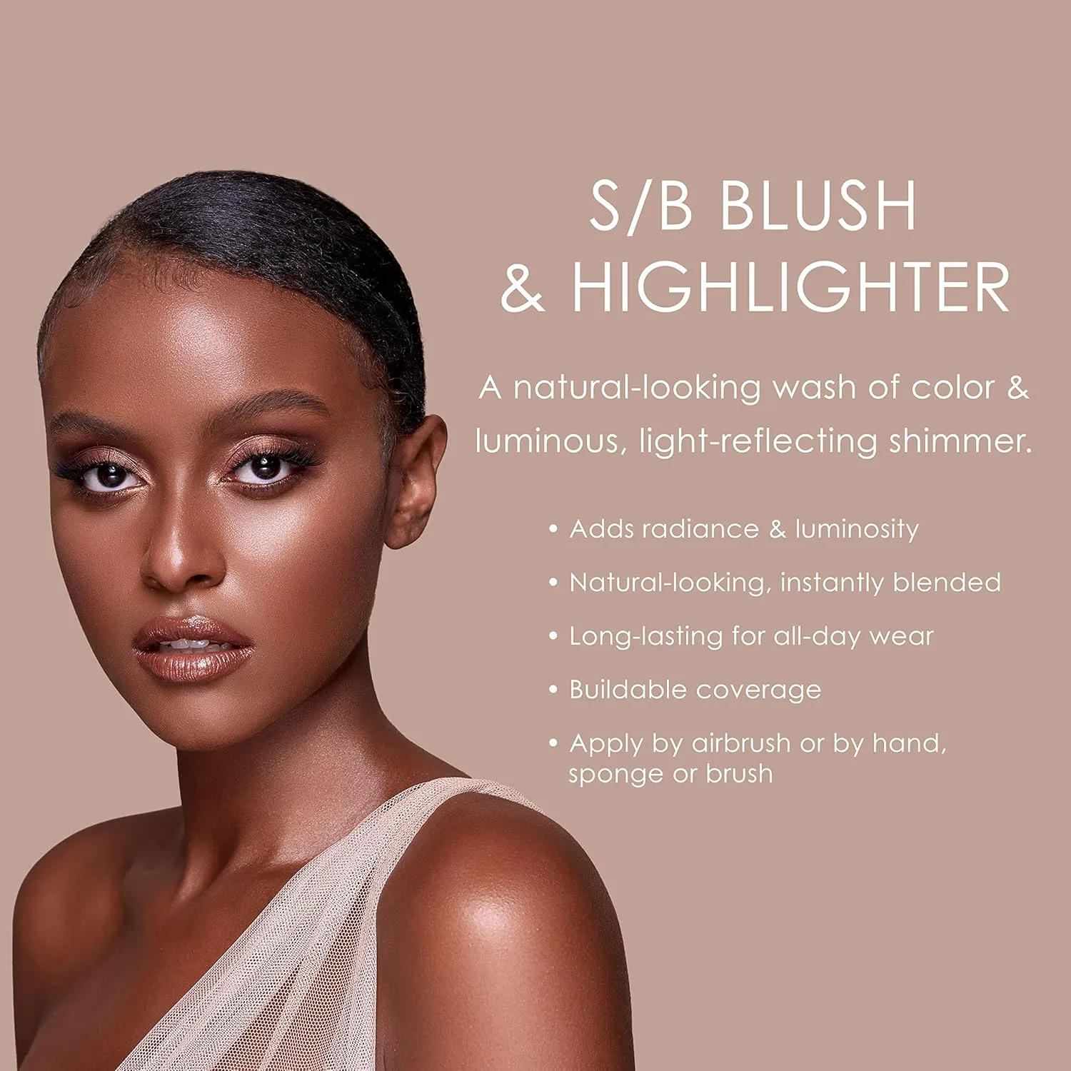 TEMPTU S/B Airbrush Blush & Highlighter Starter Set, стойкий макияж, сияющая наращиваемая формула, выравнивает тон кожи, для всех типов кожи, включает 4 румян и 4 хайлайтера — фото 4