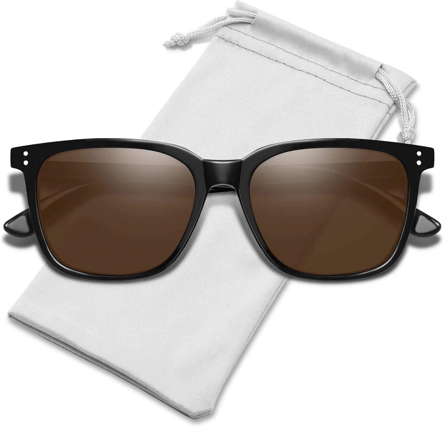 

Женские поляризованные солнцезащитные очки YDAOWKN: модные дизайнерские солнцезащитные очки с зеркальными линзами и защитой от УФ-излучения UV400, Black Frame/Brown Lens