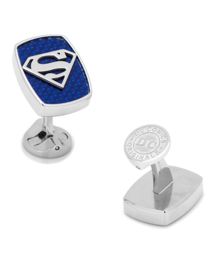 

Запонки Супермена из нержавеющей стали и углеродного волокна Cufflinks Inc, Blue