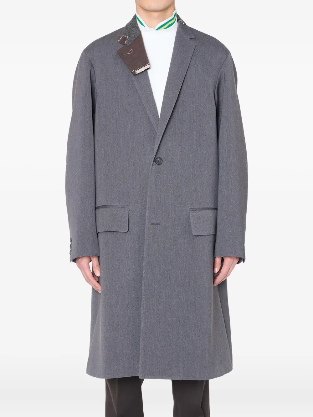 

Однобортное пальто со вставками Kolor, серый