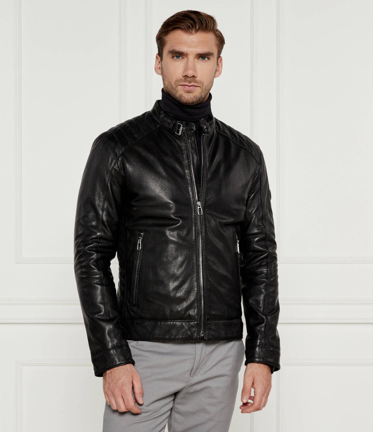 

Кожаная куртка Joop! Regular Fit, черный