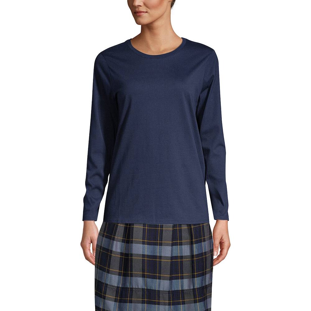

Женская футболка Lands End School Uniform с длинными рукавами Essential Lands' End, цвет Classic Navy