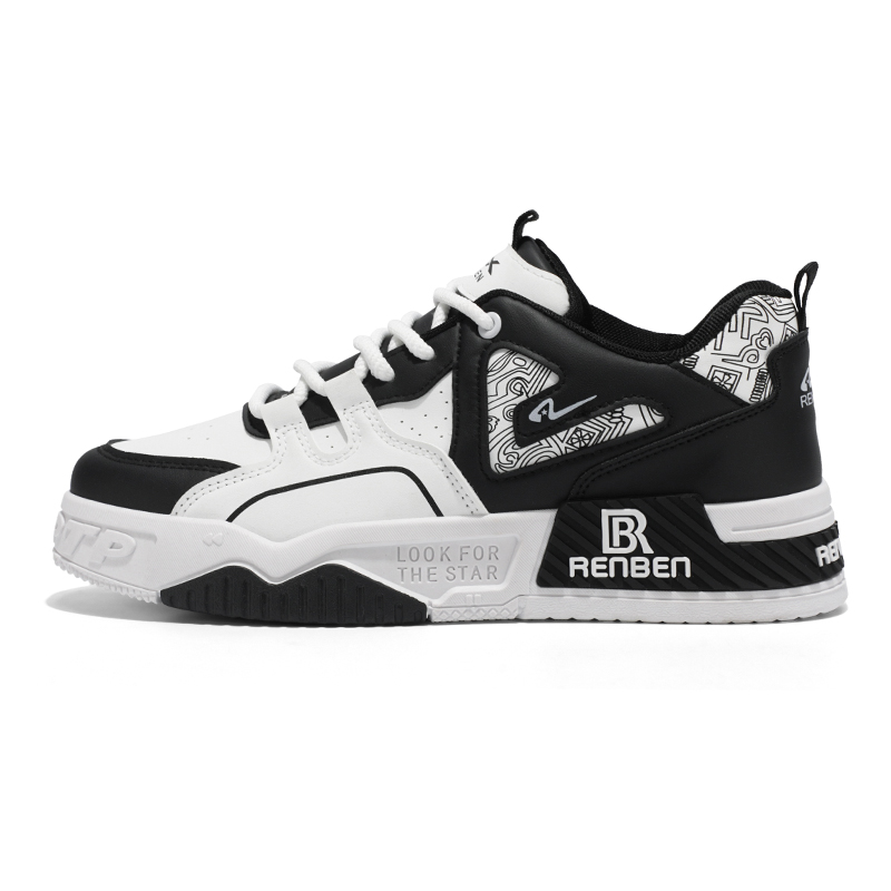 

Нескользящие износостойкие низкие повседневные туфли для мужчин RENBEN, White Black