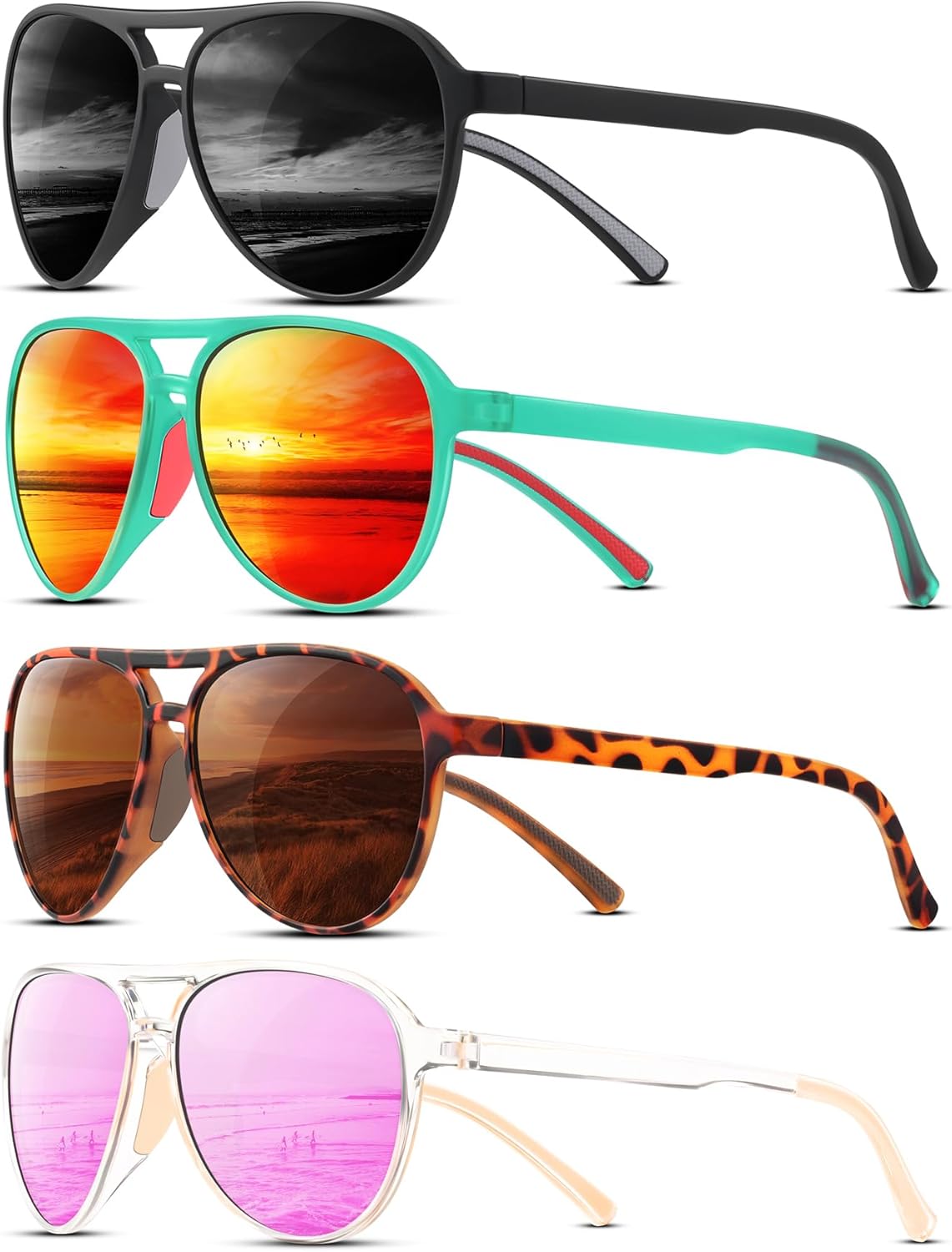 

Поляризованные солнцезащитные очки-авиаторы KUGUAOK для женщин и мужчин, спортивный стиль, защита UV400, очки для бега, винтажные модные очки, Black+leopard+green Frame Red+pink