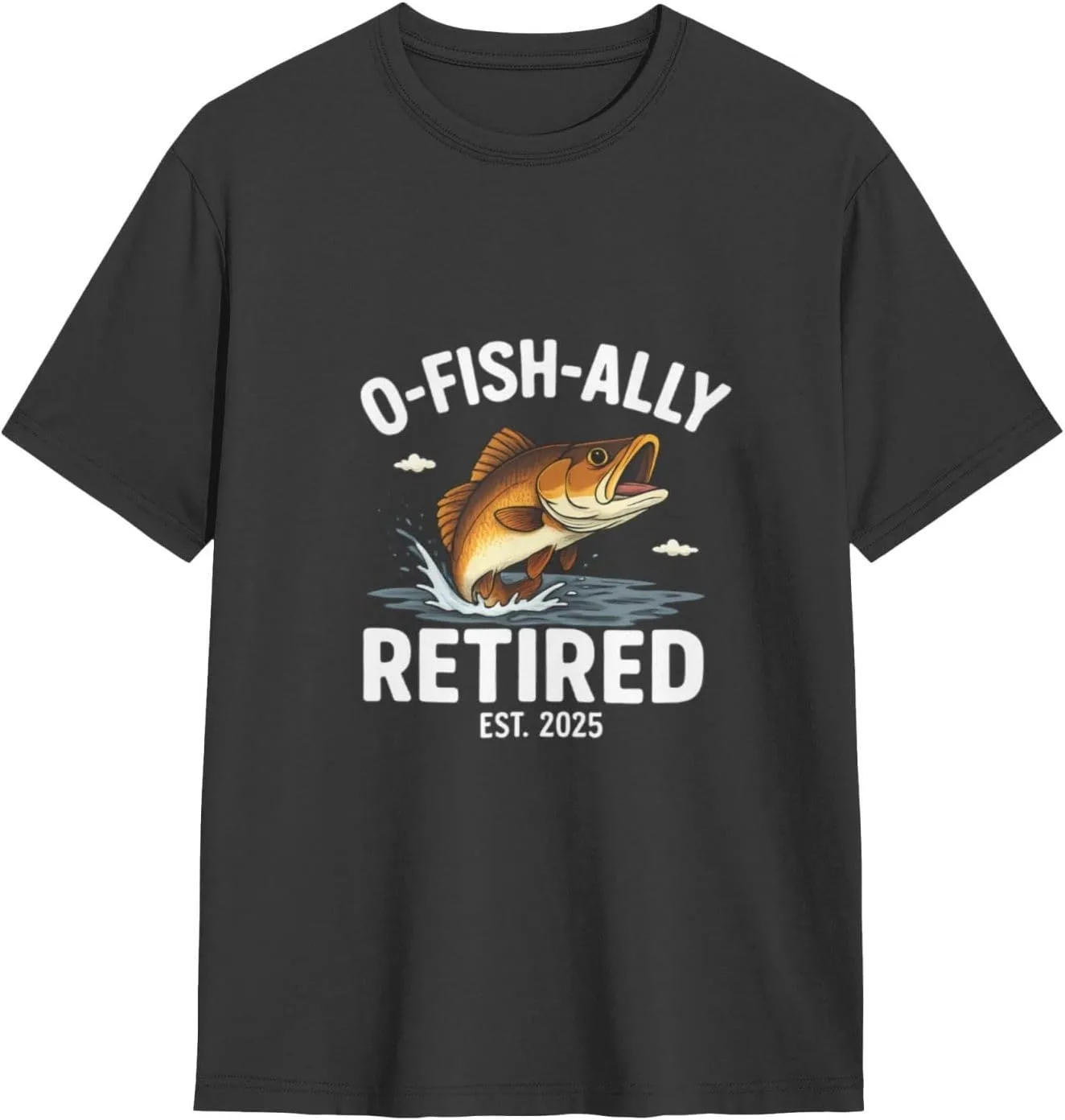 

Классическая футболка с круглым вырезом Unisex Casual Tee O-Fish-Ally Retired ShuDianhkqwe