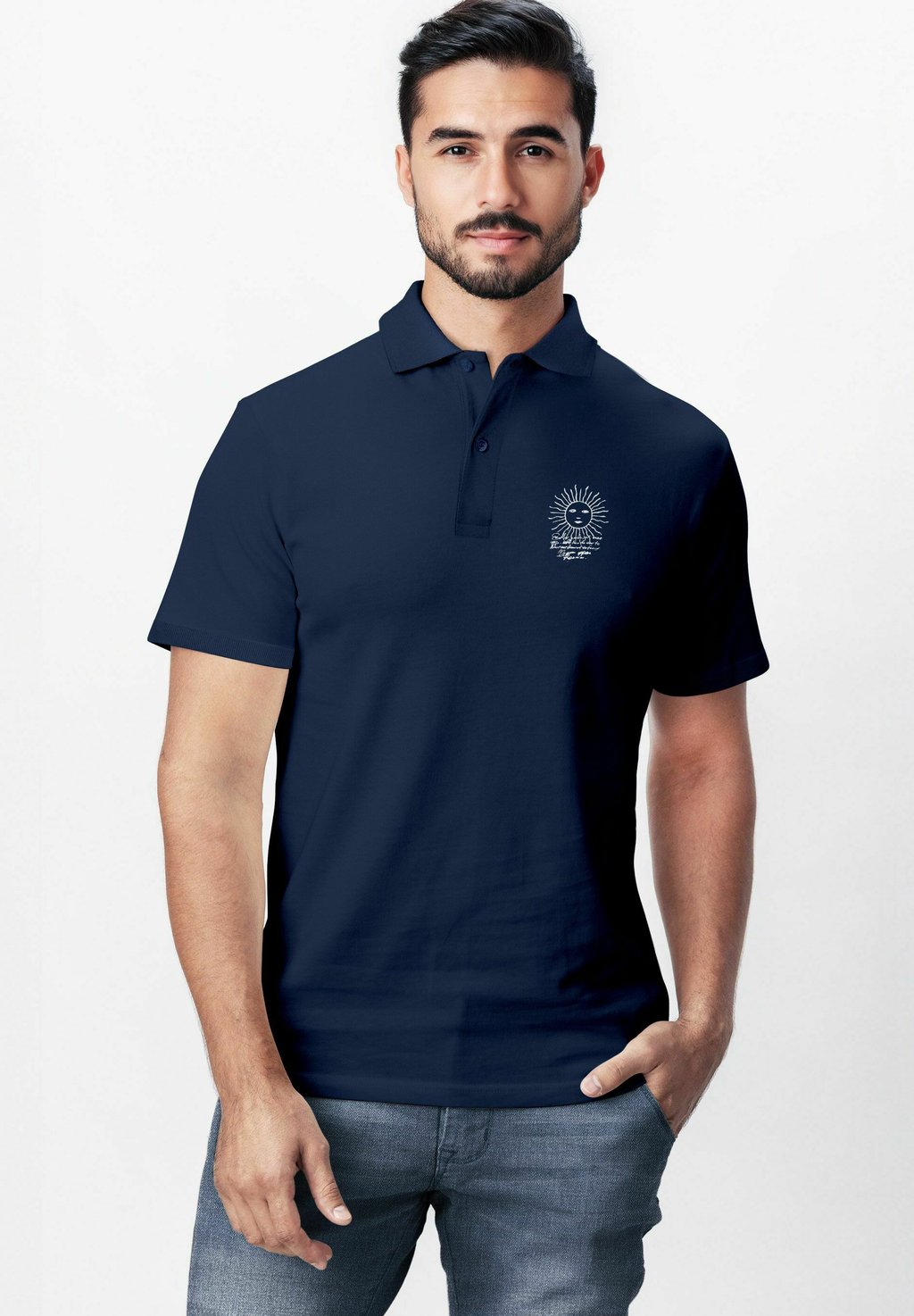 

Рубашка поло POLOSHIRT HERREN MIT SONNE GRAFIK PRINT – KURZARM POLO SOMMER Neverless, темно-синий
