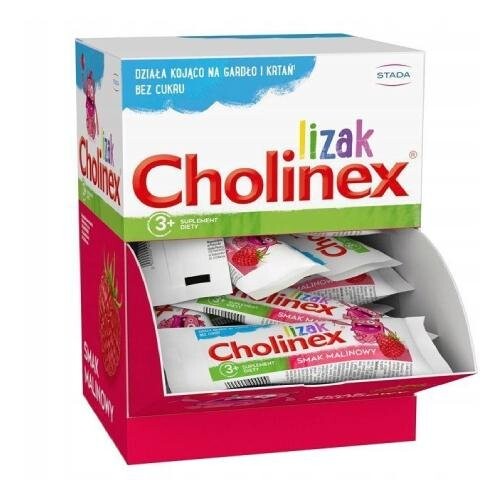 

Cholinex, Леденец от боли в горле, без сахара, малина, 50 шт.