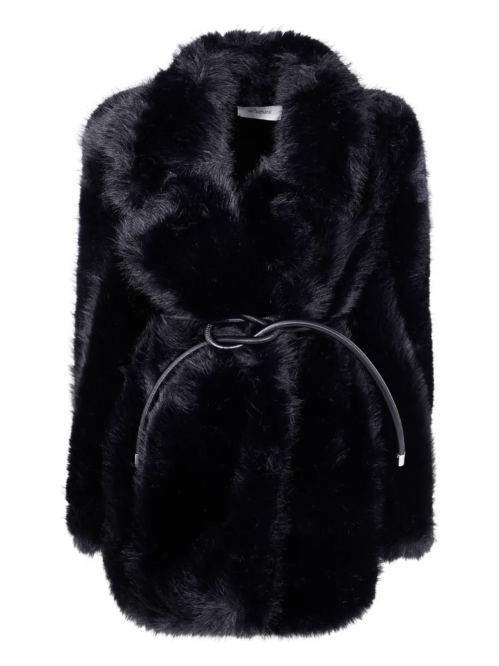 

Пальто с поясом-узлом из искусственного меха SPORTMAX, черный