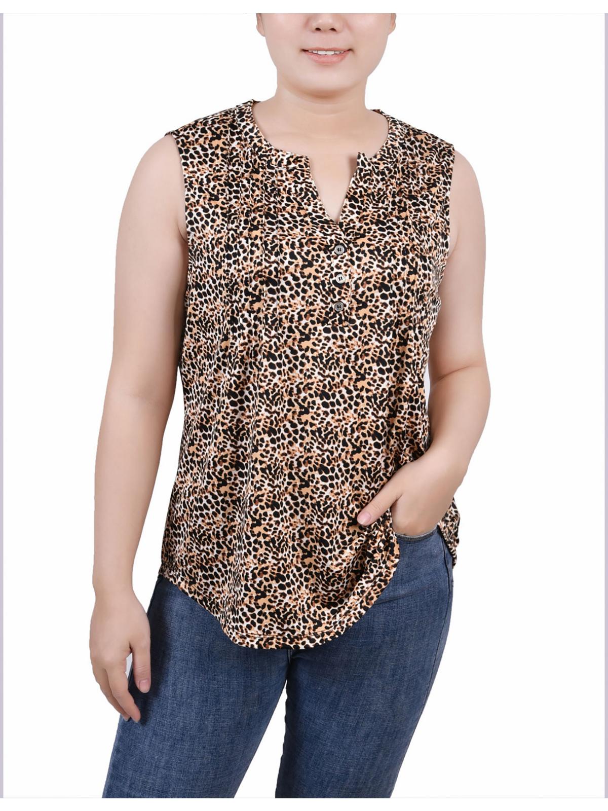 

Женская блузка Petites с разрезом на шее и абстрактными точками NY Collection, цвет gold-tone/black animal