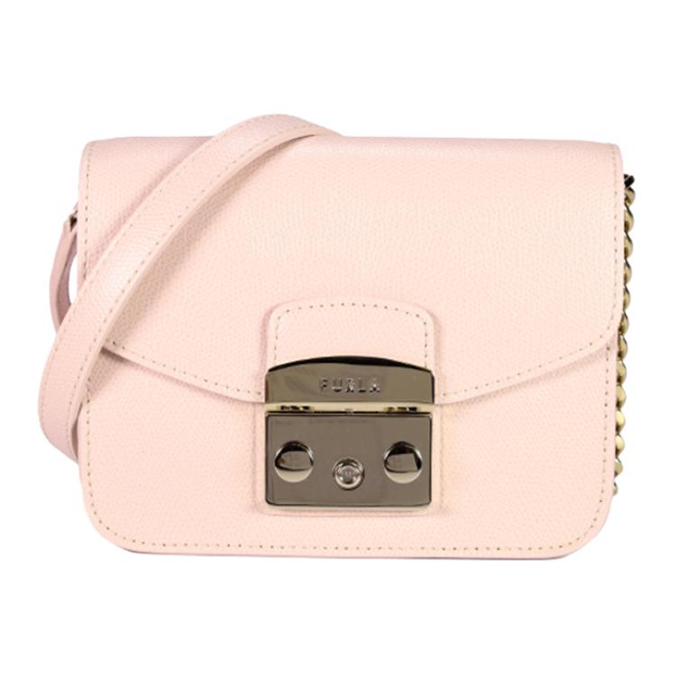

Furla Метрополис коллекция кожаная маленькая квадратная сумка через плечо мини женская бежево-розовая