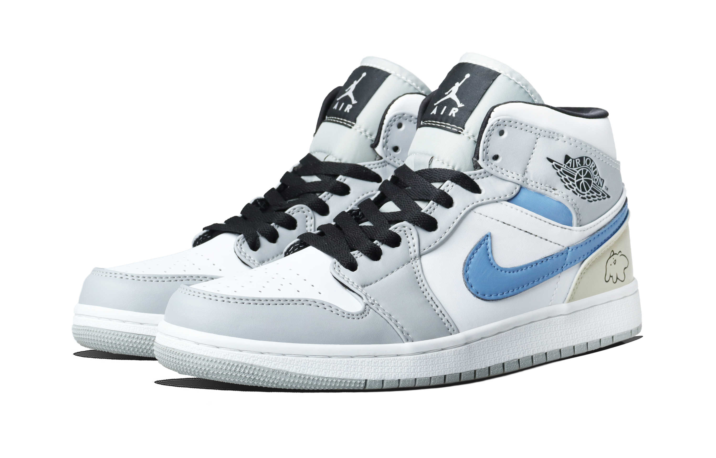 Jordan Кроссовки Air 1 Paw Print Super Sole Abrasion Resistant Mid top Vintage Basketball Unisex Blue — фото 4