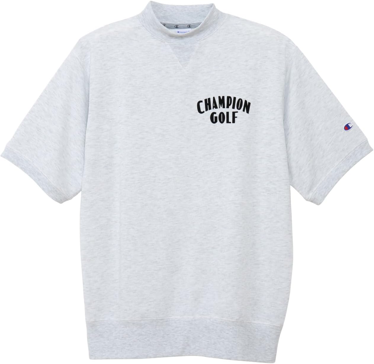 

Мужская толстовка Champion из махровой ткани Tech Weave с коротким рукавом и высоким воротником, C3-DG002, короткий рукав, эластичная, защита от УФ-излучения, быстросохнущая, с графическим логотипом, серый