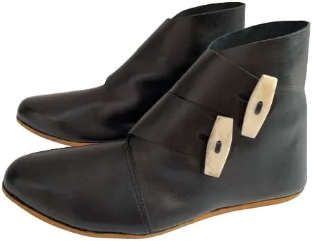 

AnNafi Викинговская обувь | Римские ботинки с двойной застежкой | Средневековые викинги SCA LARP Ренессансные ярмарки и косплей ОБУВЬ ЧЕРНАЯ (РАЗМЕР 10), черный