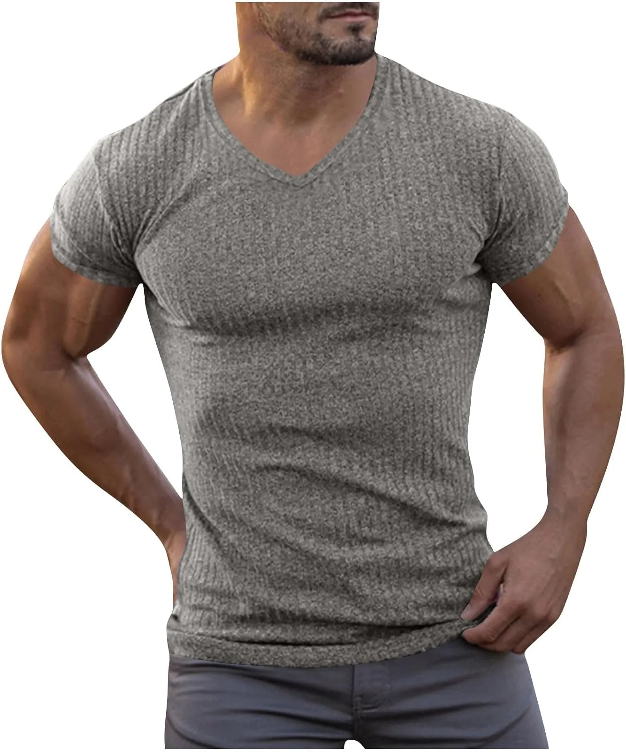 

Мужская футболка с V-образным вырезом, Slim Fitted, для тренировок