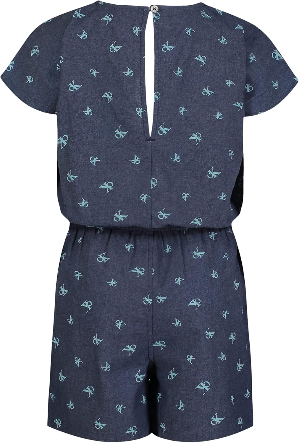 

Легкий джинсовый комбинезон с короткими рукавами Calvin Klein для девочек, Dark Chambray Grid