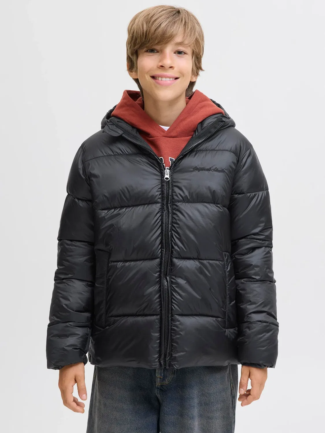 Стеганая куртка с капюшоном JACK & JONES Junior, черный — фото 2