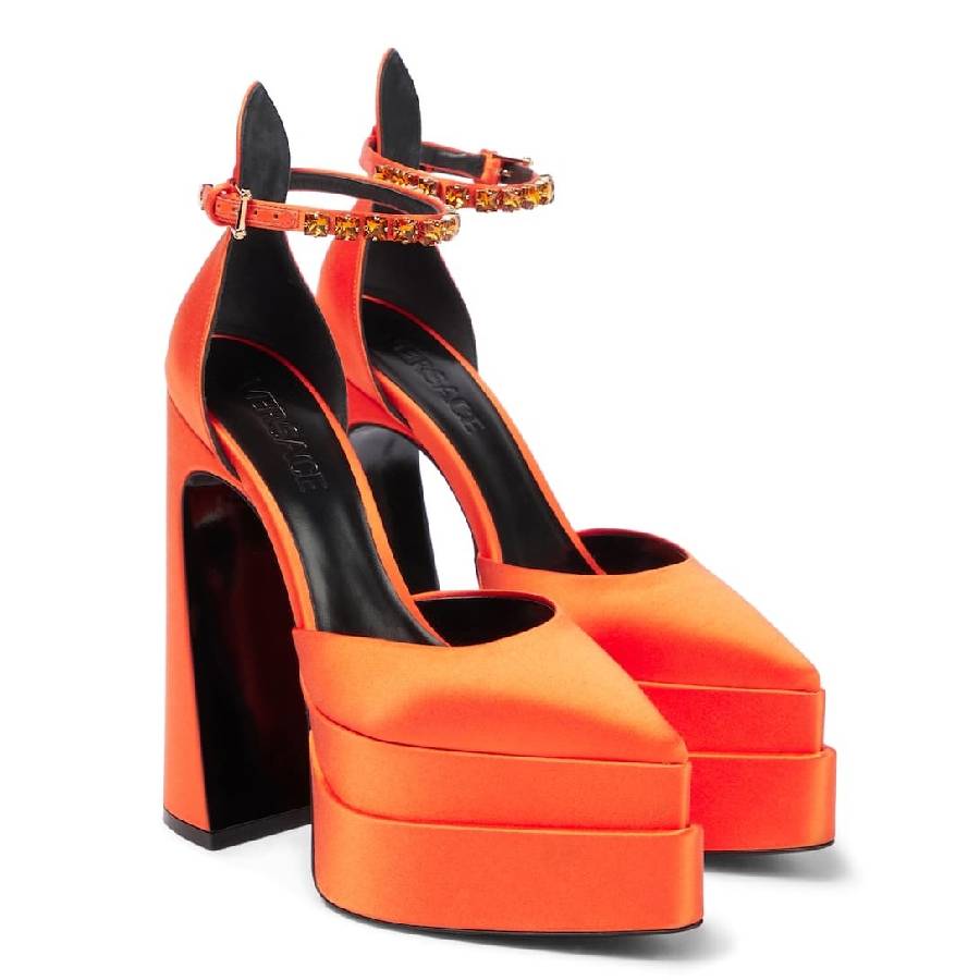 Туфли-лодочки Versace Aevitas с острым носком, orange/versace gold