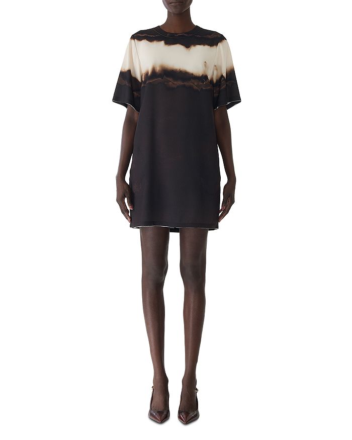 

Футлярное платье с коротким рукавом и выжженными полосками Jason Wu Collection, коричневый
