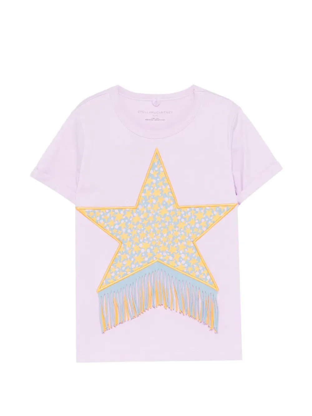 Футболка со звездами и бахромой Stella Mccartney Kids, фиолетовый