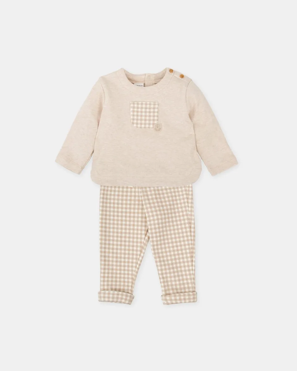 

Детский комплект из двух предметов Vichy песочного цвета Tutto Piccolo