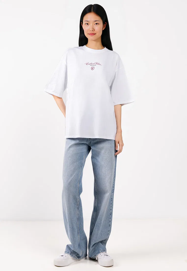 Футболка с логотипом, свободный крой, Calvin Klein Jeans, белый — фото 4