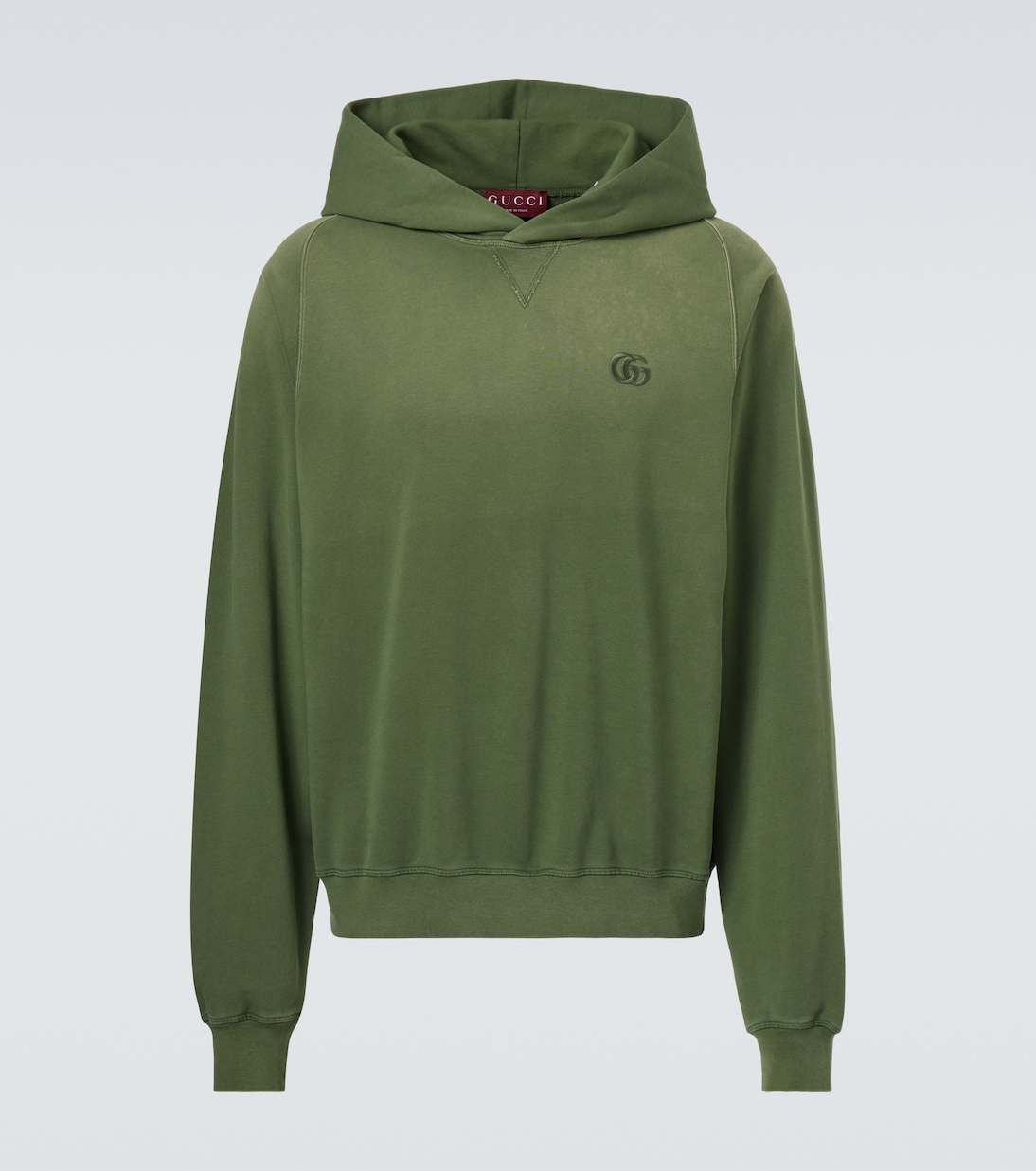 

Двухслойная хлопковая худи Double G Gucci, Military Green
