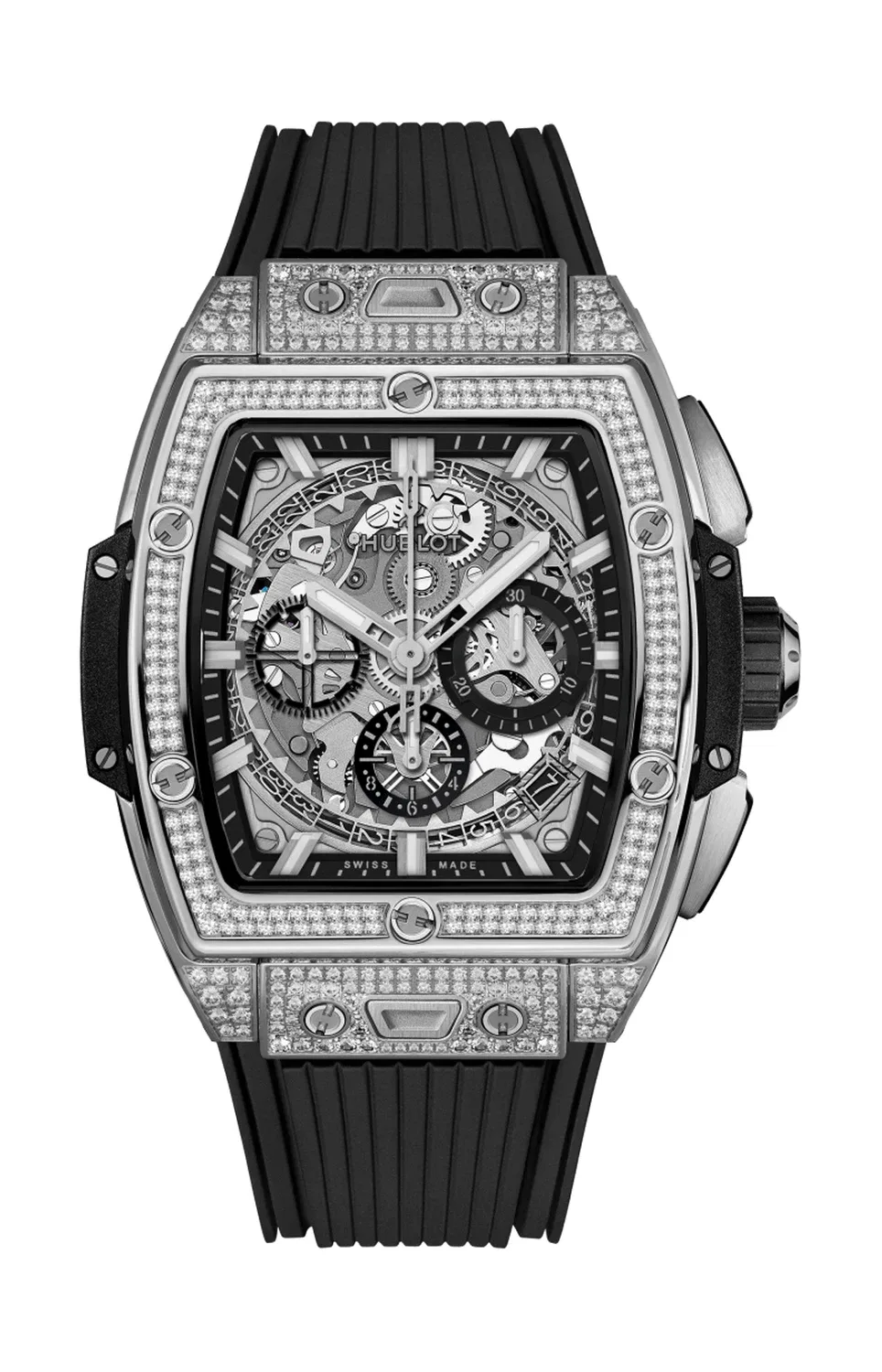 SPIRIT OF BIG BANG TITANIUM PAVÉ 42 ММ - 642.NX.0170.RX.1704 HUBLOT, серебряный