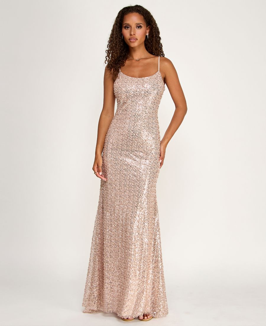 

Платье для юниоров с пайетками и вырезом-лодочкой Emerald Sundae, Gold