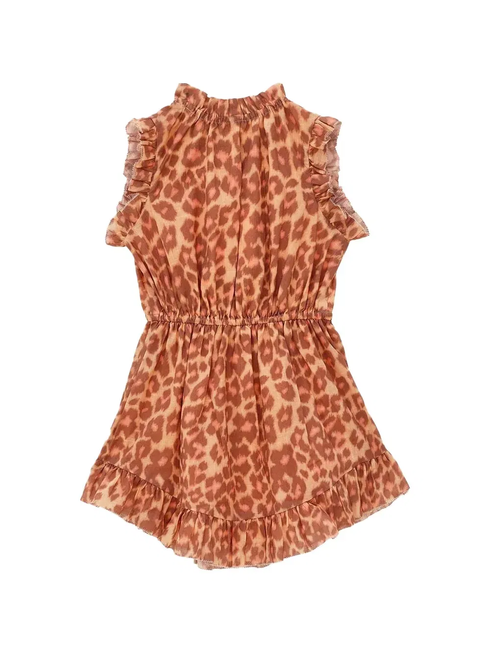 Платье Patience с оборками и анималистичным принтом Zimmermann Kids, бежевый — фото 2