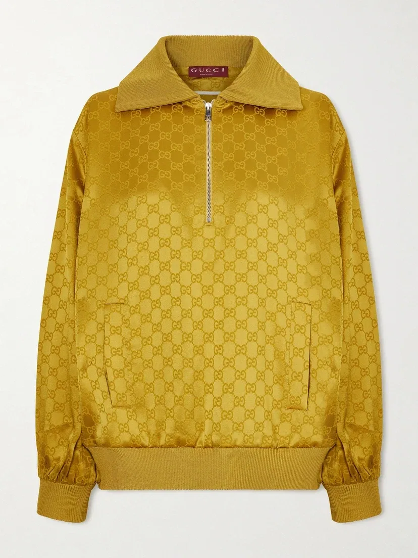 Куртка-трек из атласного жаккарда GUCCI, желтый