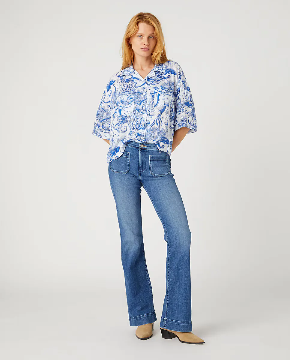 

Женские расклешенные джинсы со средней посадкой синего цвета Wrangler, синий