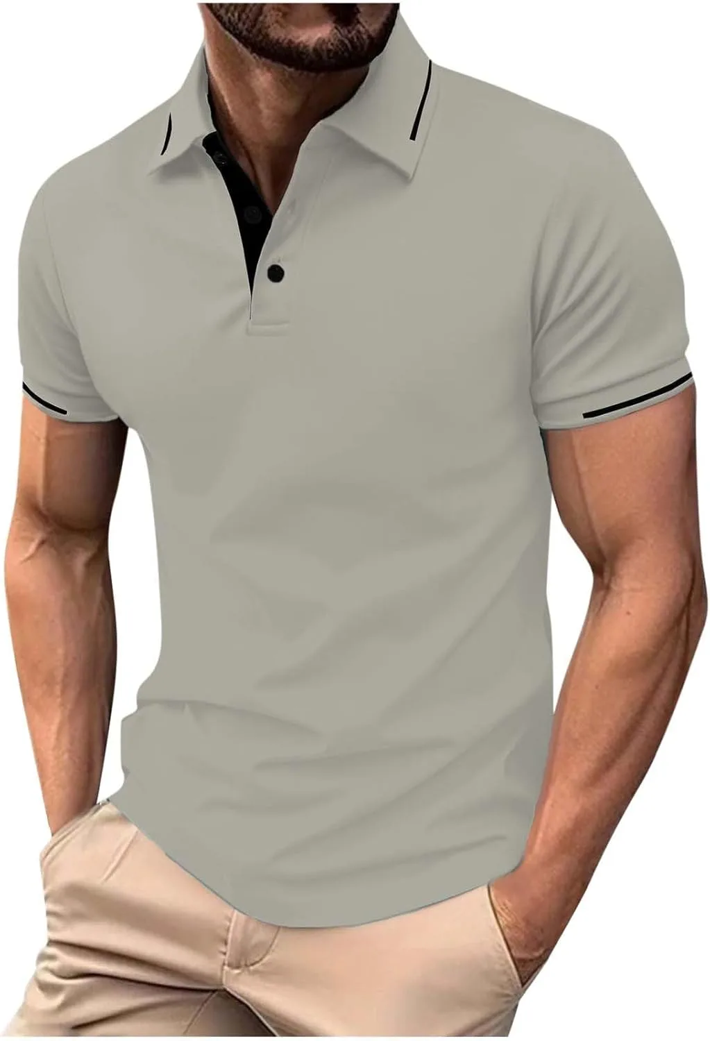 

Мужская футболка для гольфа Casual с коротким рукавом и контрастным воротником