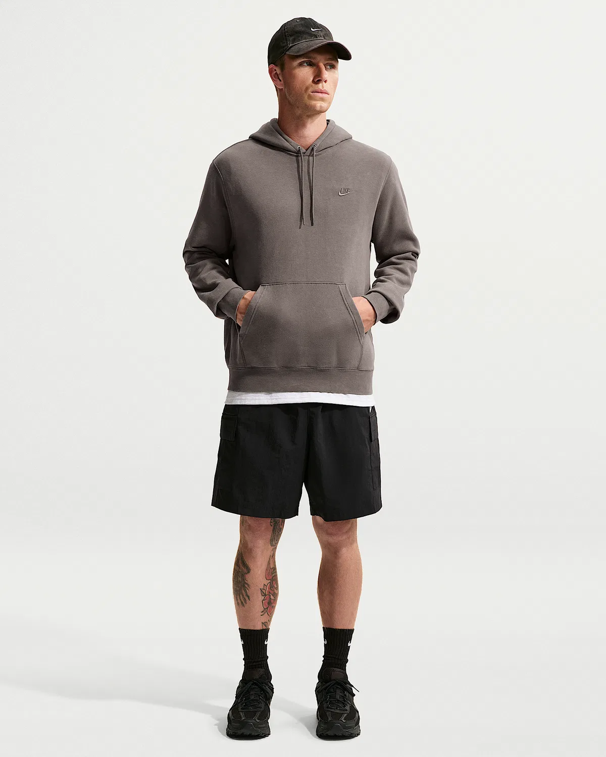 Мужская флисовая худи Nike Sportswear Club с эффектом состаривания, Cave Stone/Cave Stone — фото 4